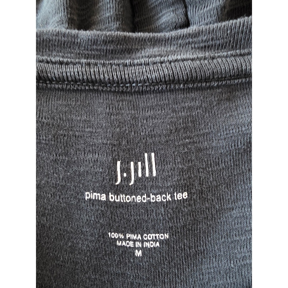 J.Jill Womens M Black 3/4 Sleeve Tee 100% Pima Cotton Solid Casual Top Shirt - Picture 3 of 6